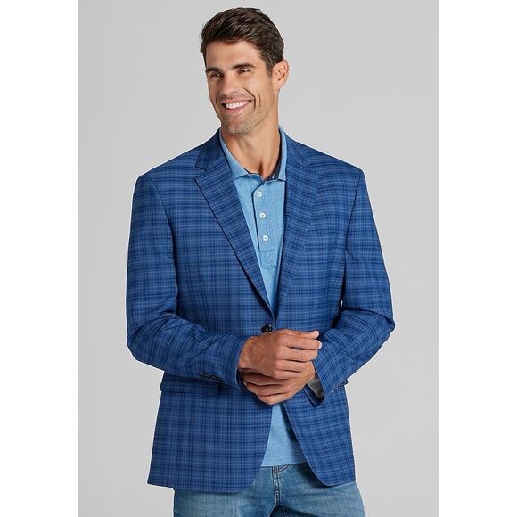 Jos. A. Bank 52 Long 52L Traditional Fit Plaid Comfort Stretch Sportcoat Jacket - Picture 1 of 16